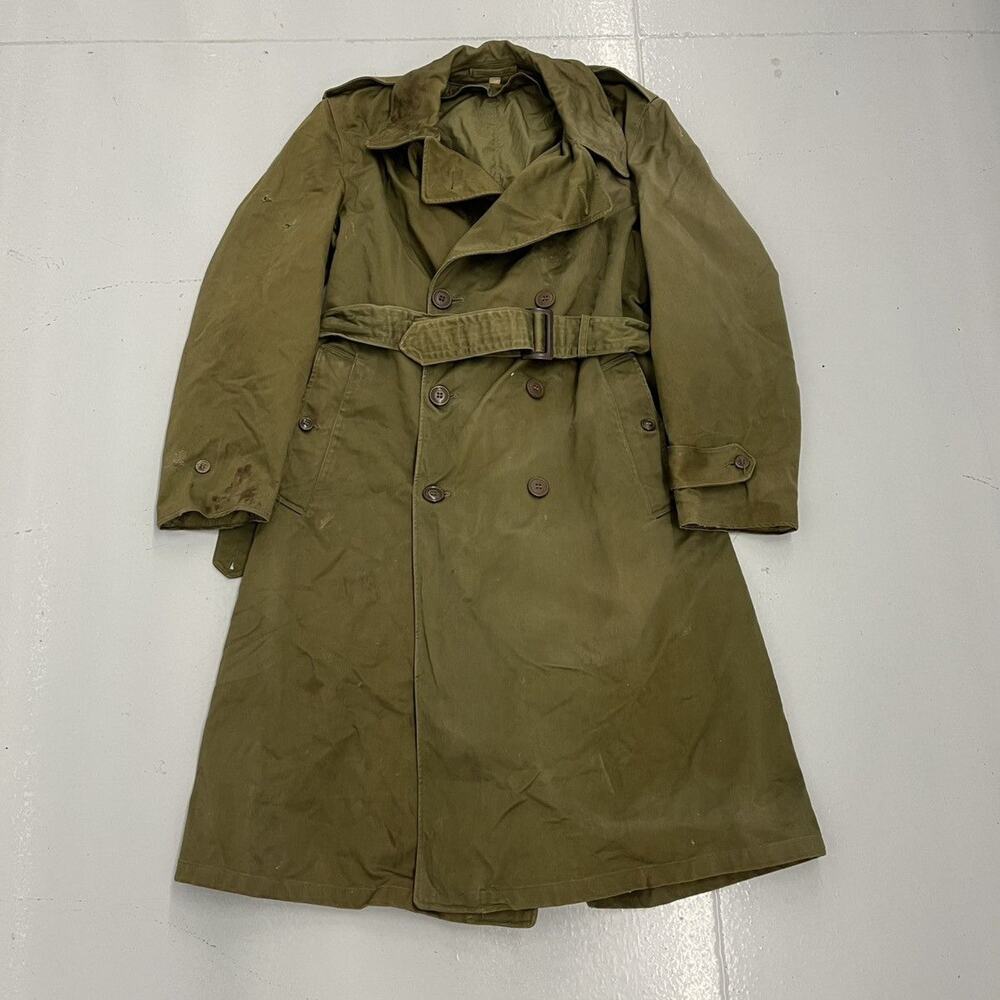 Vintage 50s US Army OG-107 Korean War Military Overcoat